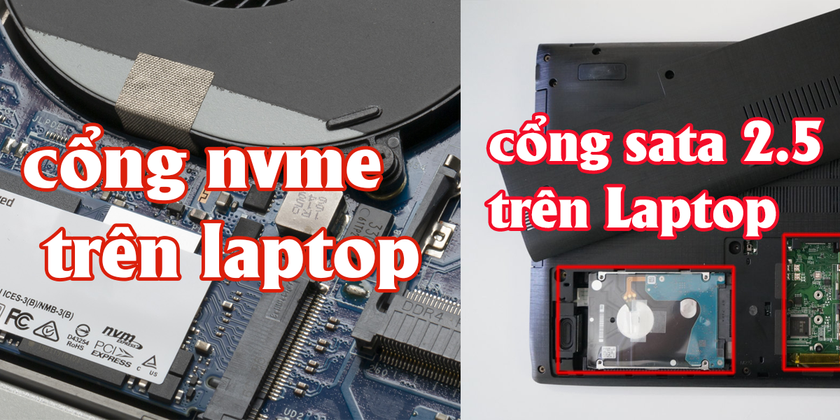 nâng cấp ổ cứng ssd laptop - cổng nvme và sata trên laptop